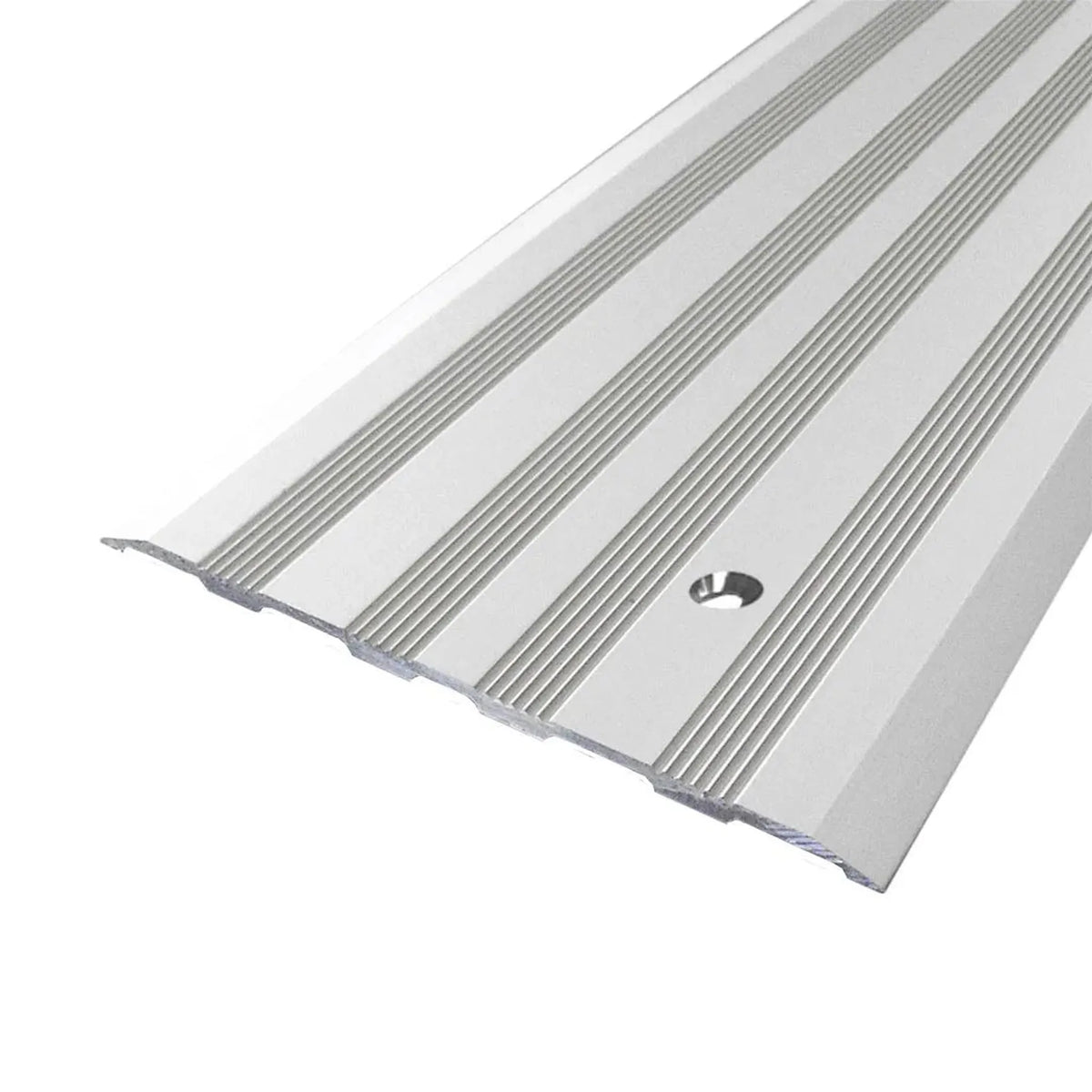 profilé de recouvrement de joint de dilatation strié argenté avec trou de perçage en largeur 120mm #FR0002940 #FR0002944