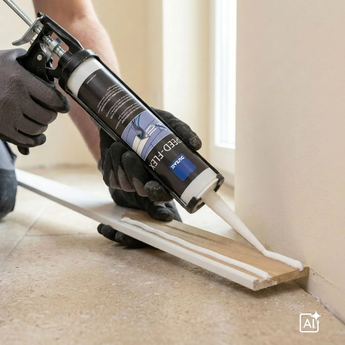 Sfeerbeeld Speedflex als lijm voor plinten uit hout