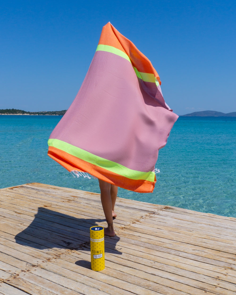 Neon hamamdoek oranje/roze