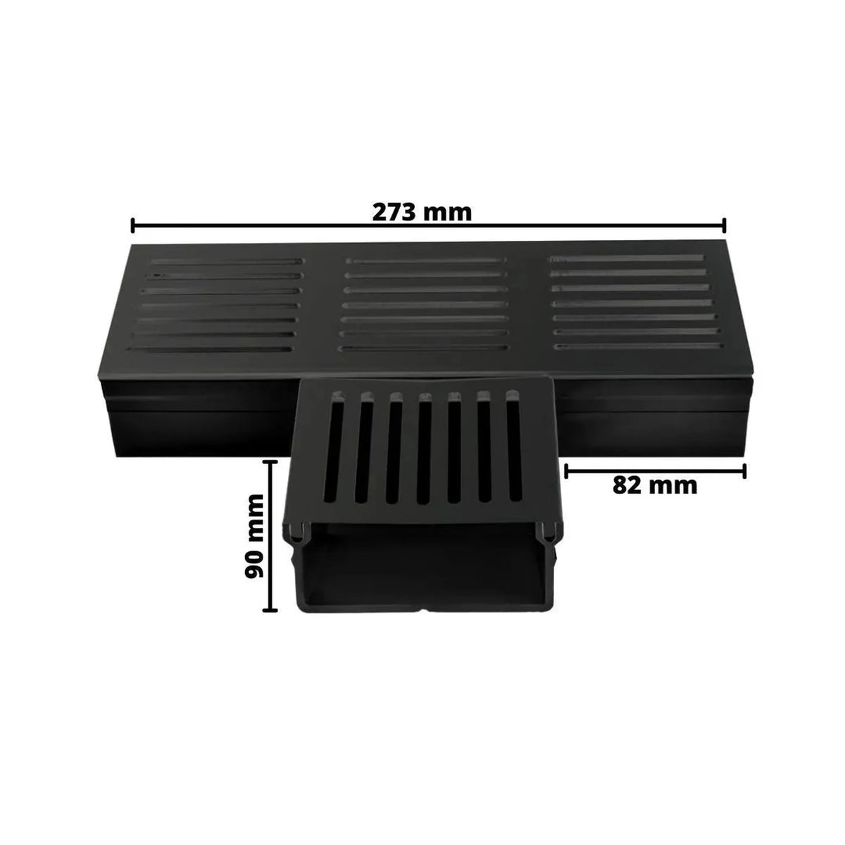 Pièce en T cotée UD Pro 100 noir. Largeur côté : 273 mm, intérieur : 82 mm, entretoise : 90 mm
#FR0003390