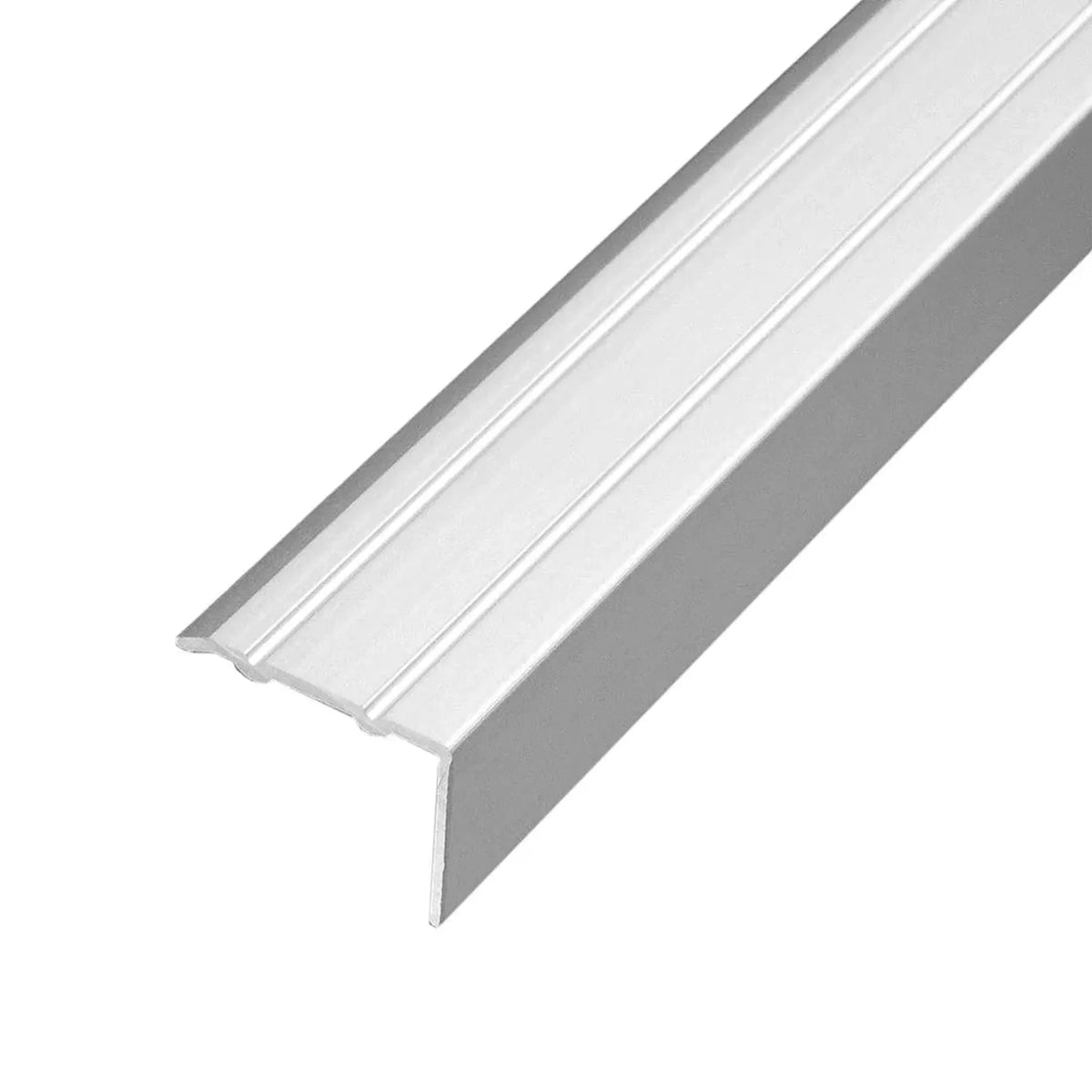 Profilé de marche en aluminium argenté mat en forme de L et surface striée #FR0005107
#FR0005109