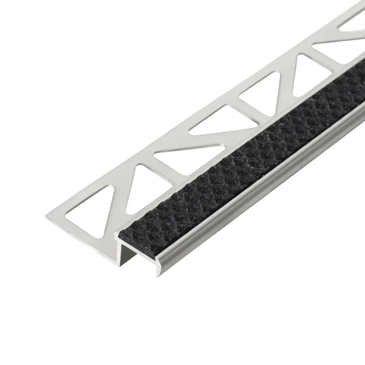 Détail profilé de nez de marche aluminium antidérapant avec insert noir nuit #FR0001724 #FR0002701