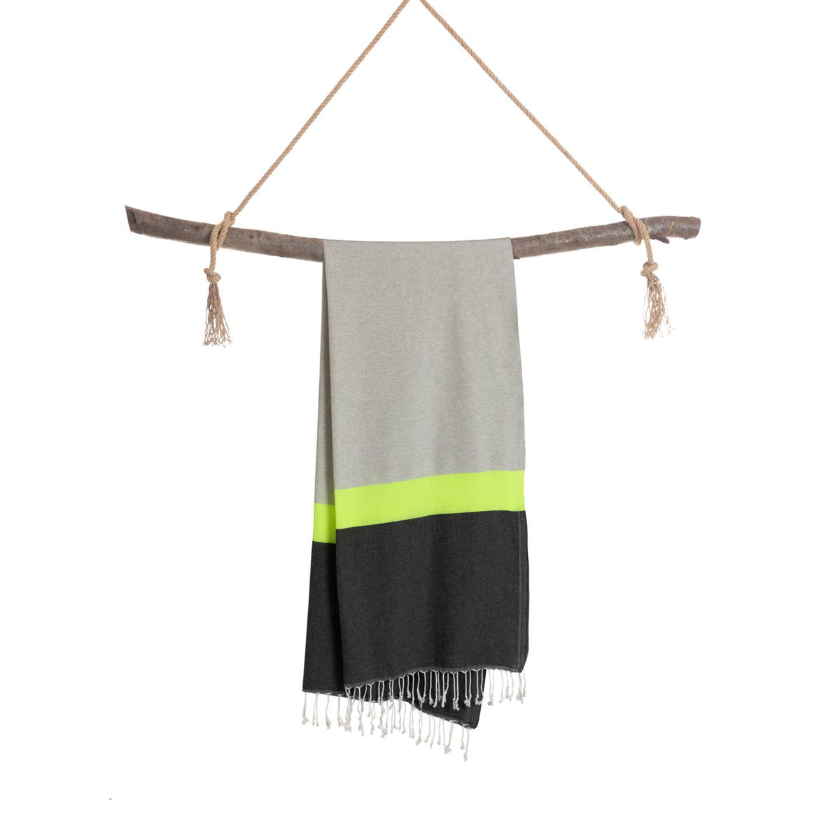 Neon hamamdoek zwart/grijs