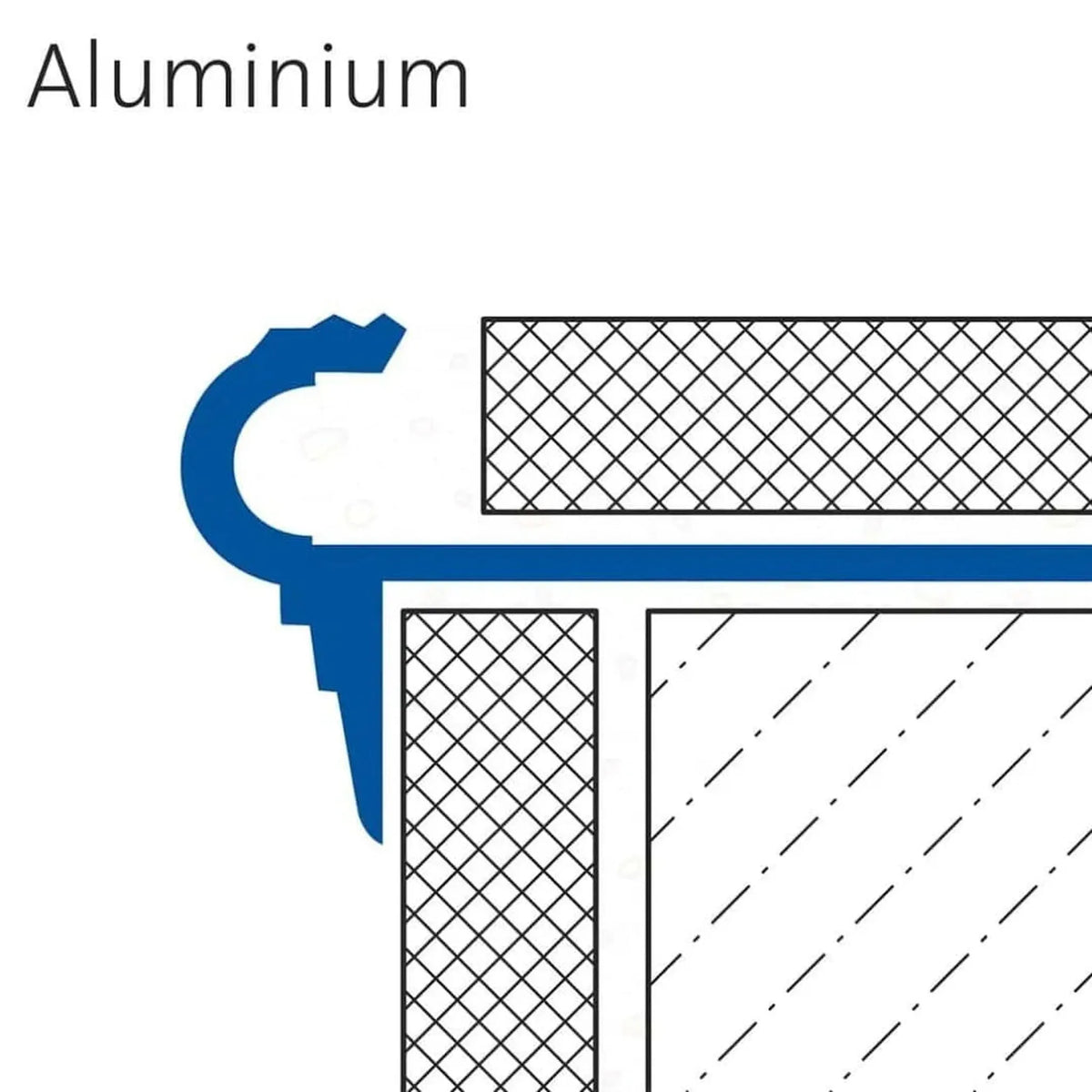 Tweedimensionale schets van het aluminium Florentiner trapprofiel