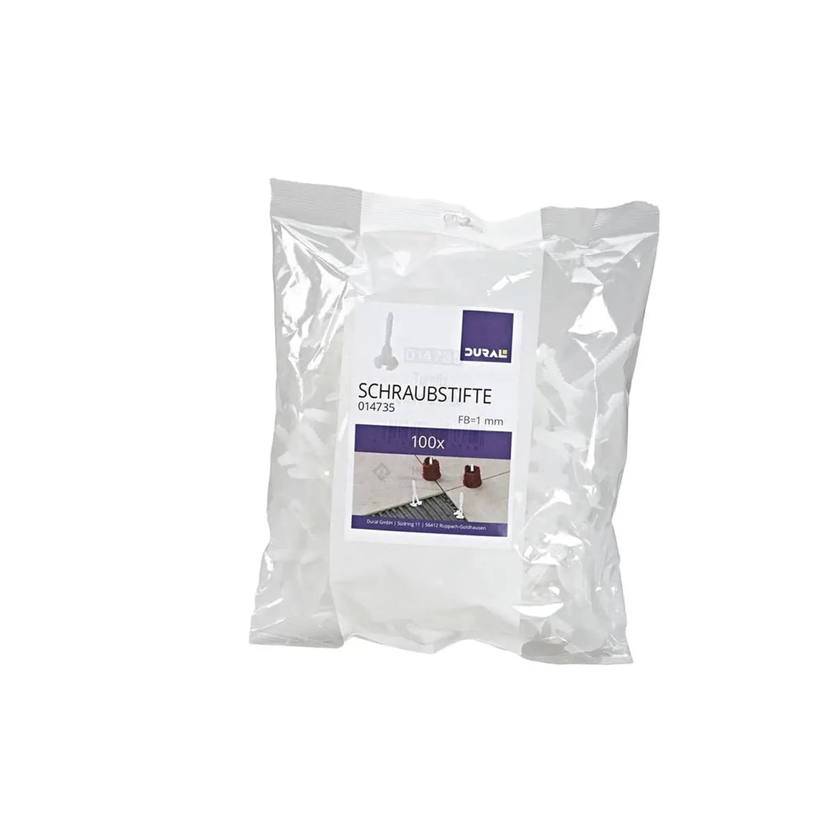 Emballage plastique blanc opaque des vis de fixation DURAL Turnfix avec étiquette