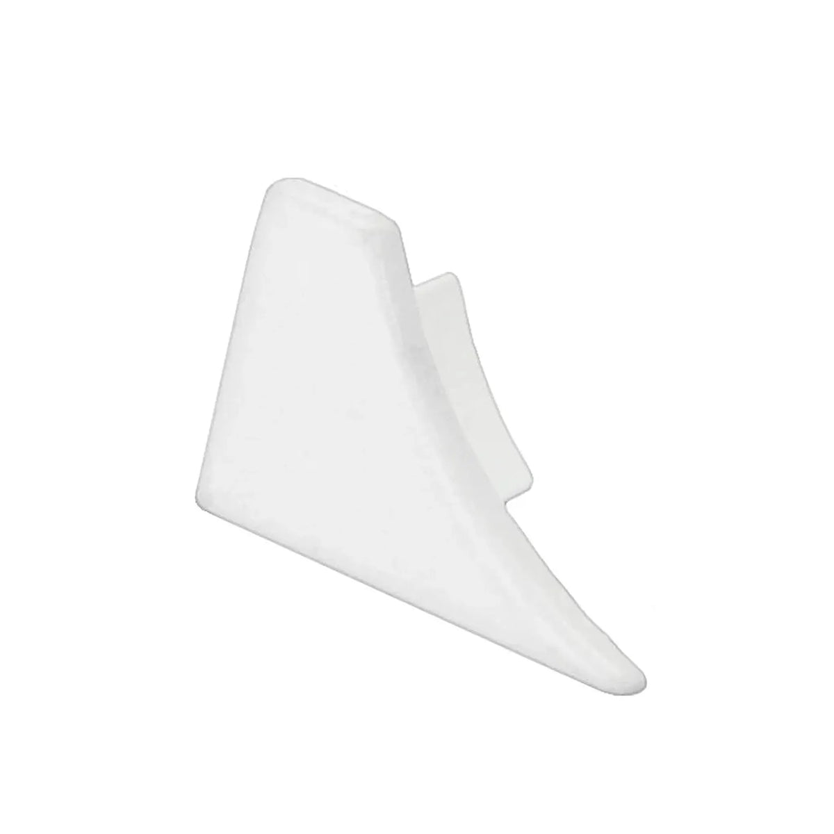 Vue détaillée de l'embout gauche blanc revêtu par poudrage pour profilé de raccordement mural T-COVE #A0002213 #A0002220 #A0002227