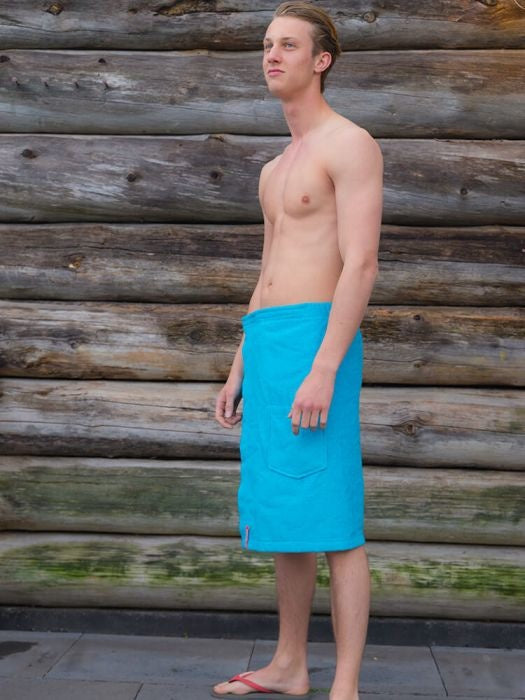 Saunahanddoek heren turquoise