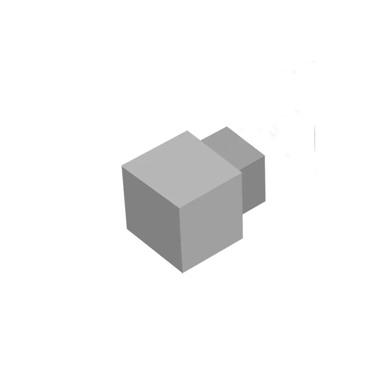 Zbliżenie kwadratowego narożnika DURAL do profilu kwadratowego z aluminium w kolorze szarym betonowym.