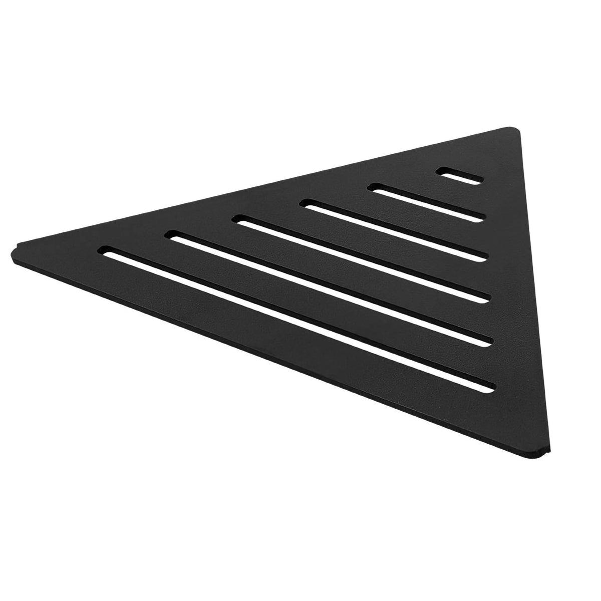 Detail image black TI-SHELF triangular corner shelf aluminium with Line pattern #A0004296
