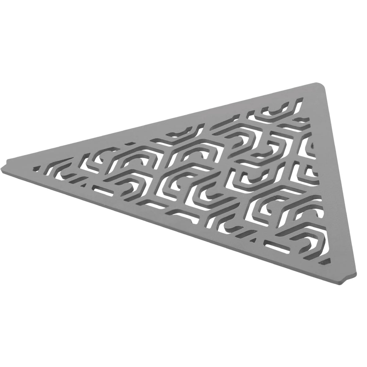 Detail image concrete grey TI-SHELF triangular corner shelf aluminium with Penta pattern #A0004314