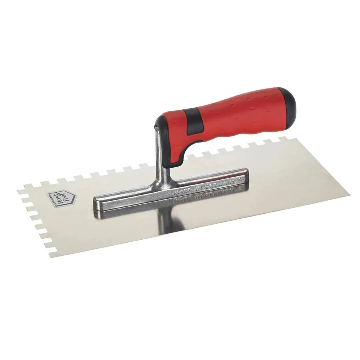 Glättekelle mit roten Kunststoffgriff und 8 x 8 mm Zahnung #A0003031