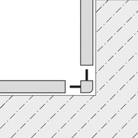 Dessin de la pièce d'angle Plinthe Square utilisée comme angle intérieur