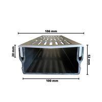 Caniveau de drainage plat et large UD Pro 100 avec grille argentée et corps de caniveau noir #FR0003383
#FR0003387
