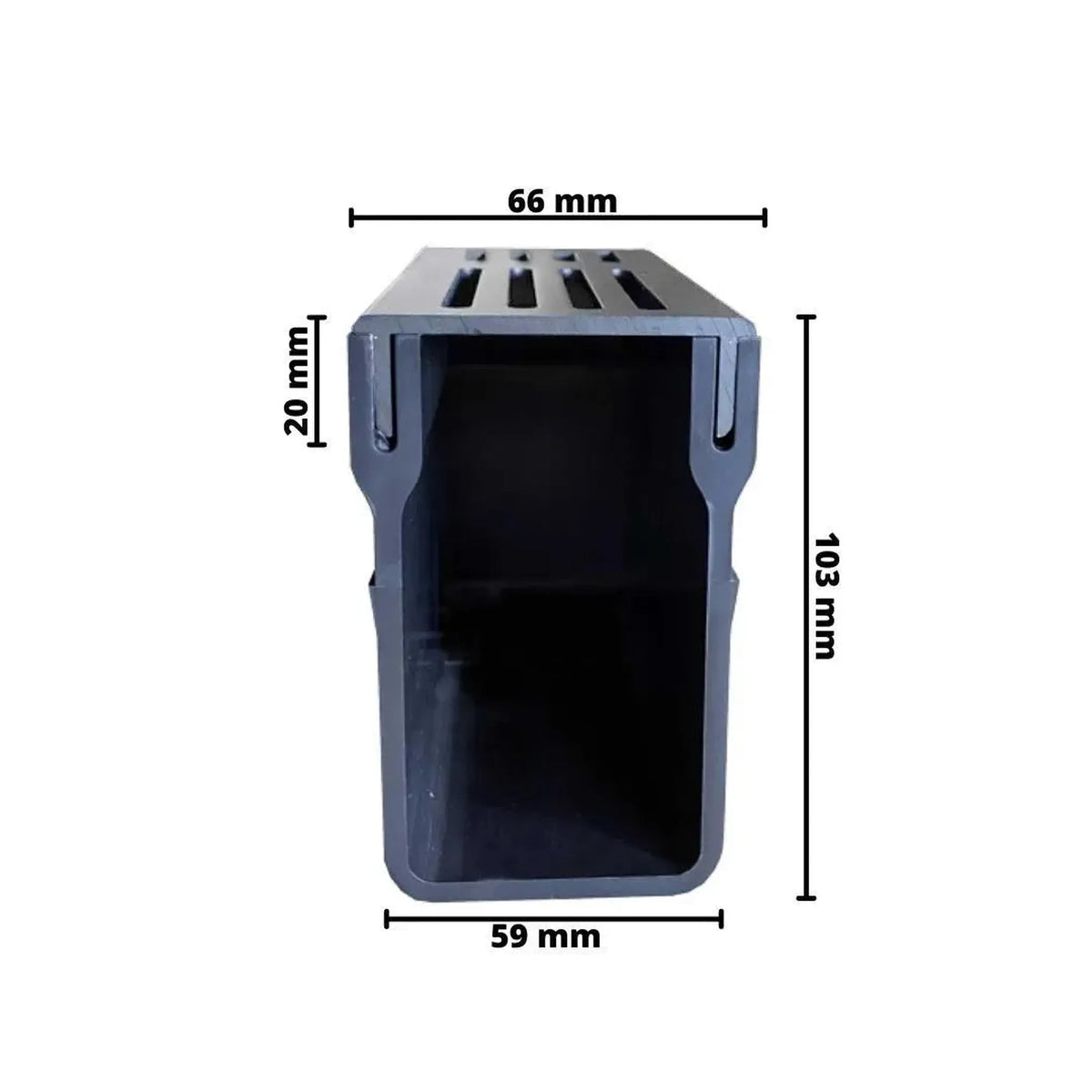 Caniveau de drainage haut et étroit UD Pro 65 avec grille argentée et corps de caniveau noir #FR0003395
#FR0003399
