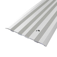 profilé de recouvrement de joint de dilatation strié argenté avec trou de perçage en largeur 120mm #FR0002940 #FR0002944