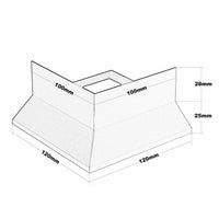Dessin technique de la pièce d'angle profilé de balcon en forme de Y. 120 mm de largeur en bas, 120 mm de longueur en bas, 100 mm de largeur en haut, 100 mm de longueur en haut, 53 mm de hauteur #FR0001312
#FR0003429