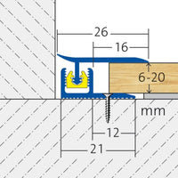 Dessin technique bidimensionnel du profilé de raccordement mural CLIP avec cotation