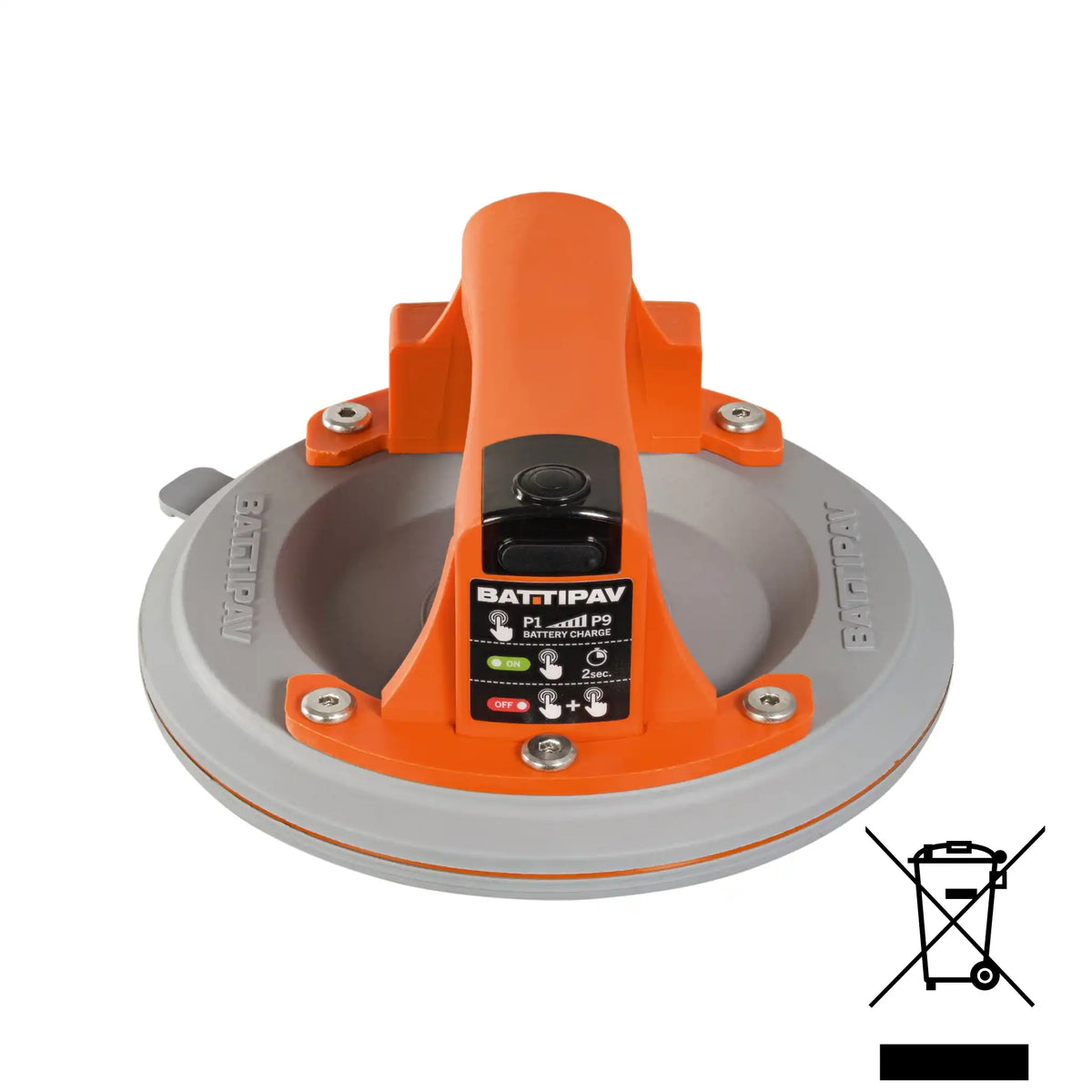 Suction lifter from Battipav with crossed-out waste bin symbol as disposal notice