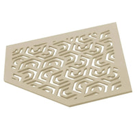 Photo de détail tablette d'angle pentagonale TI-SHELF couleur sable aluminium avec motif penta #FR0004326