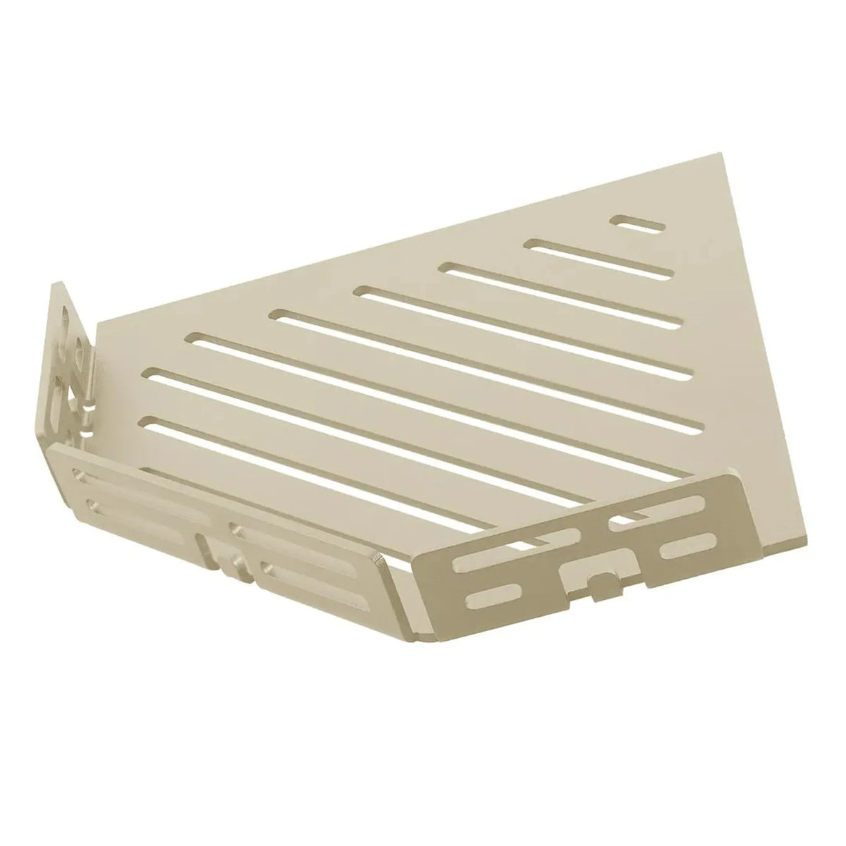 Image détaillée Tablette d'angle pentagonale TI-SHELF en aluminium couleur sable avec motif Line et tringle #FR0004325