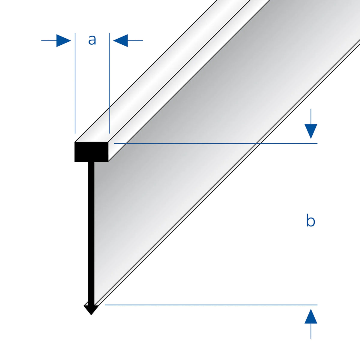 Scheidingsprofiel T-vorm messing terrazzo grote variant 25mm tekening #A0005450