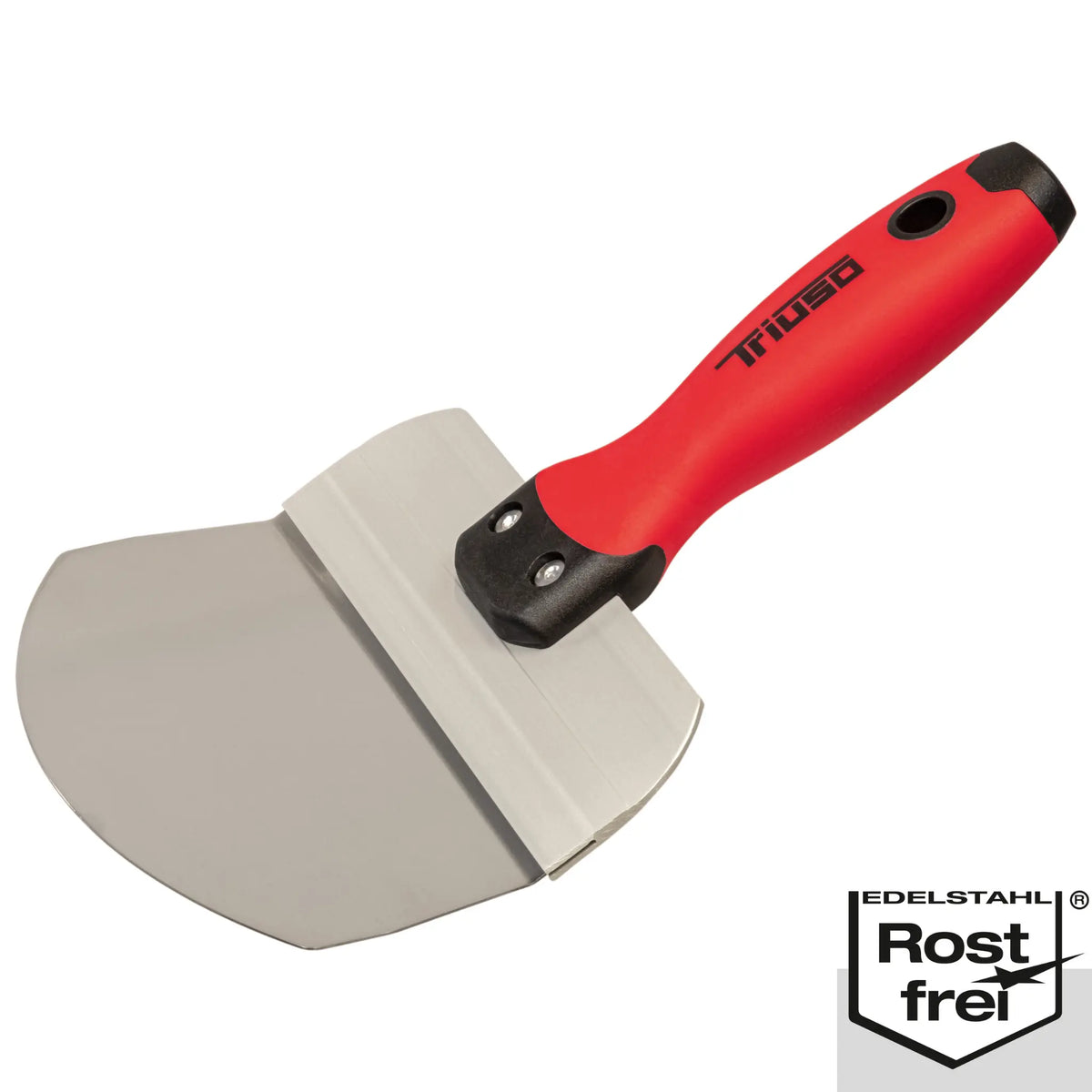 Bucket spatula stainless steel 150mm with red soft grip