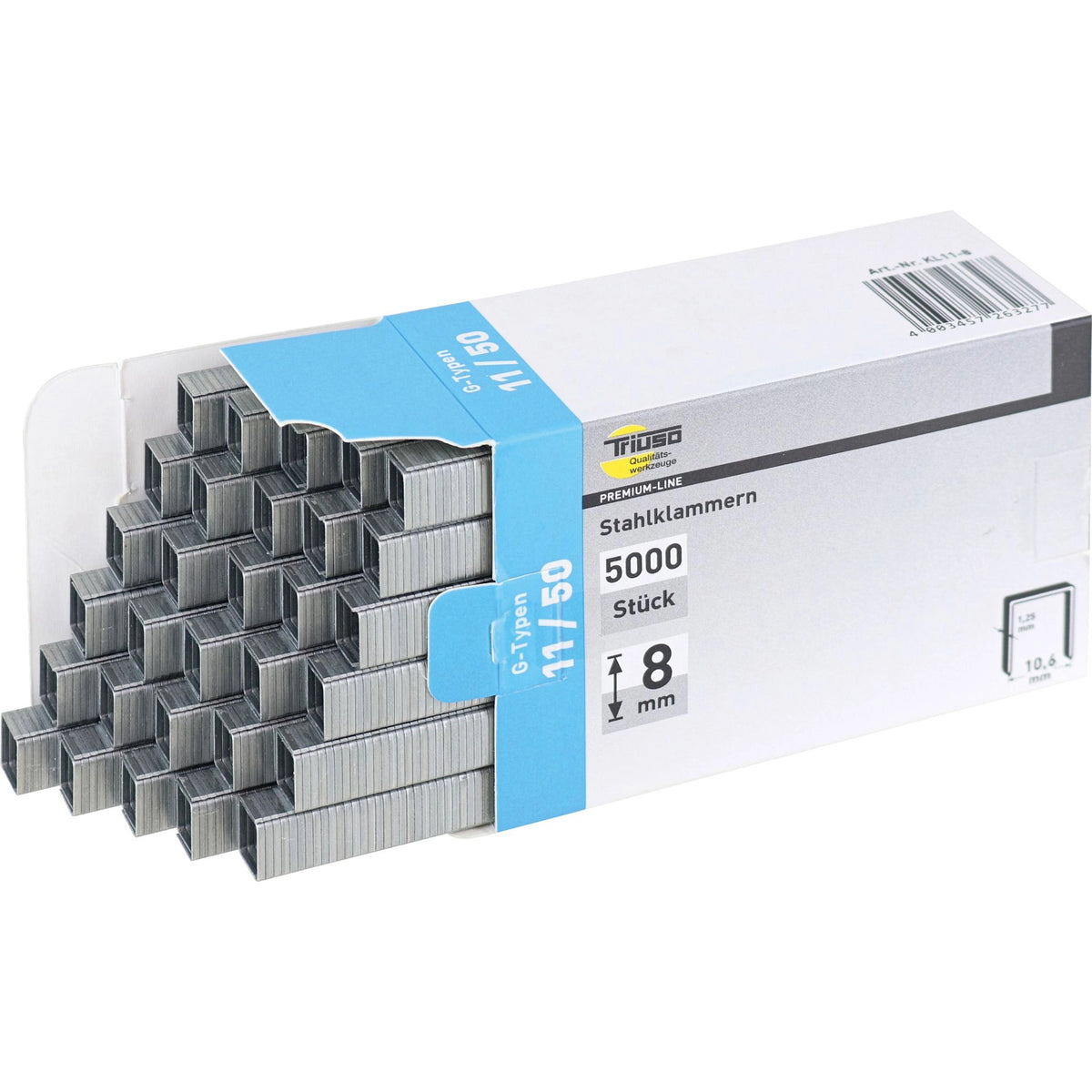 Agrafes en acier pour agrafeuse à marteau 5000 pièces, 8 mm
#A0005625