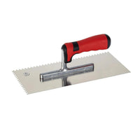 Louche en acier avec manche souple rouge et dents de 4x4mm sur deux côtés #FR0003028