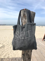 Badstof strandtas antraciet