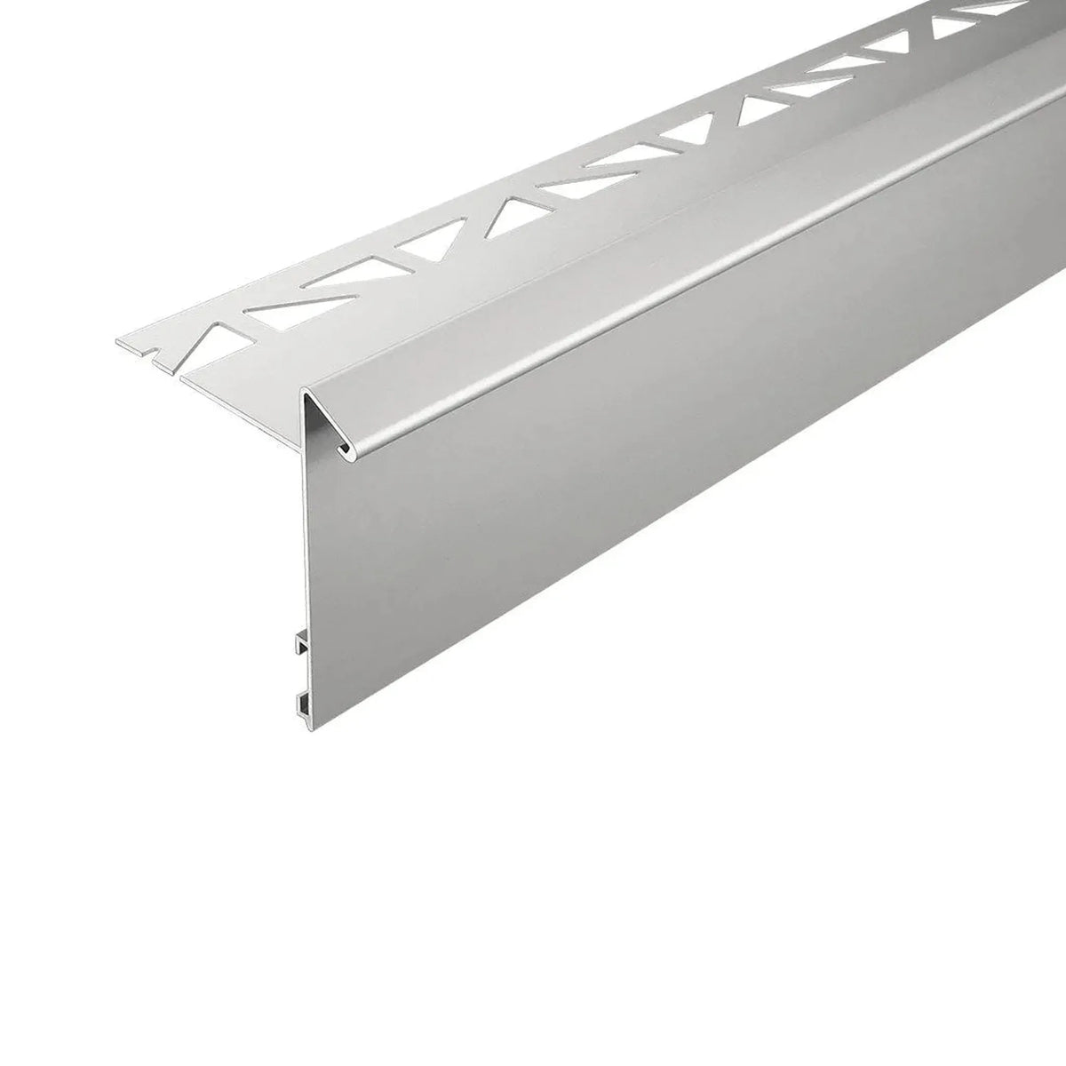 Detailed view of the silver anodised balcony angle profile with drip edge. Panel height 60 mm #A0003319 #A0003322 #A0003325 #A0005364