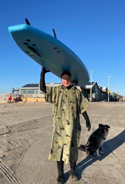 Camo surfponcho met rits