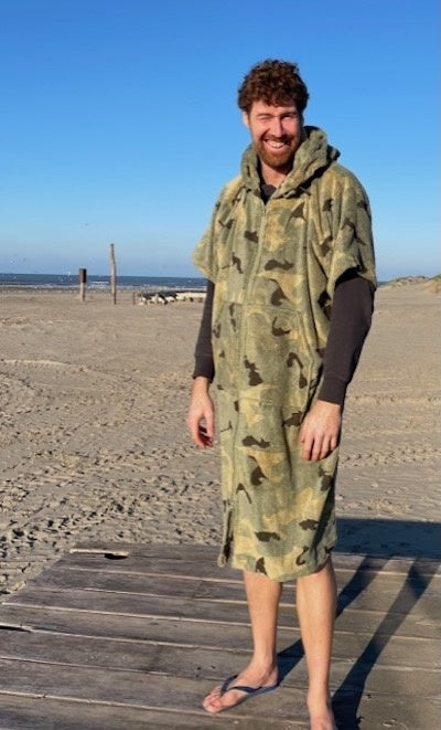 Camoufalge surfponcho met rits