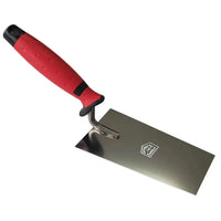 Gros plan de la truelle de maçon 120 mm, 140 mm avec poignée souple rouge #A0003007 #A0003009