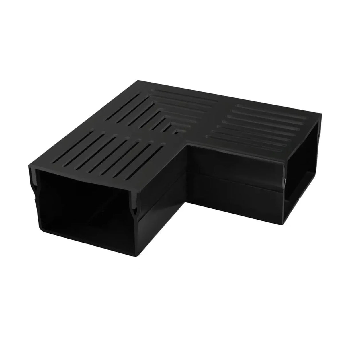 Photo détaillée de la pièce d'angle à angle droit, plate et large UD Pro 100 avec grille noire #A0003391