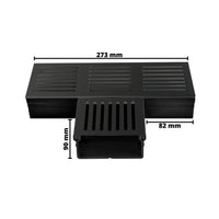 Bemaßtes T-Stück UD Pro 100 schwarz. Breite Seite: 273 mm, Innenseite: 82 mm, Steg: 90 mm #A0003390