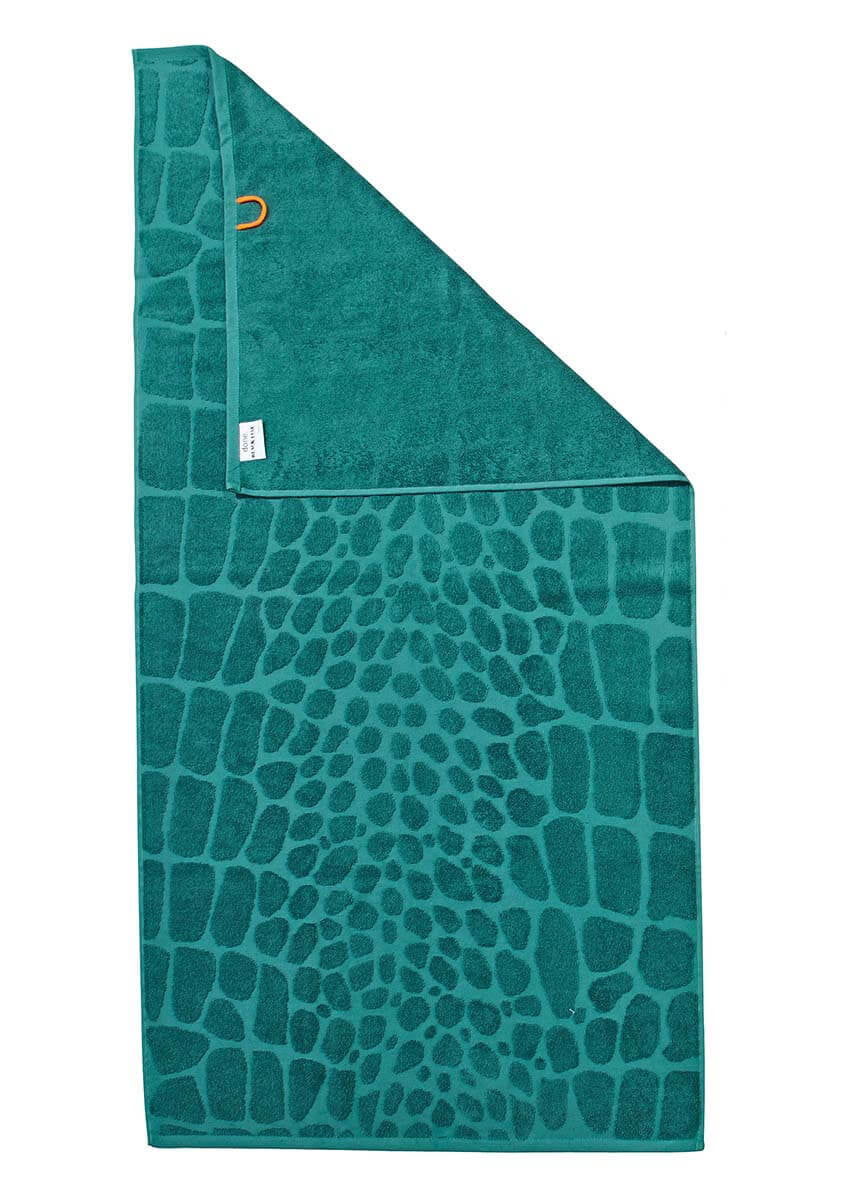 Groen badlaken met crocoprint
