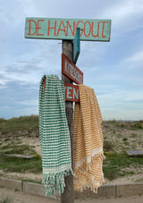 Grote handdoek Pom groen + geel