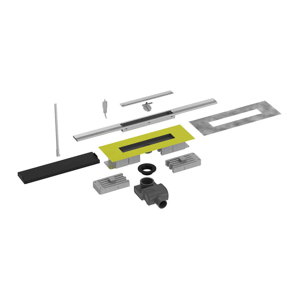 Skracalny odpływ liniowy ze stali nierdzewnej szczotkowanej z wysokością zabudowy 101 mm w częściach #A0005320 #A0005326 #A0005332