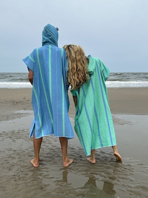 Ottomania omkleed-poncho  zeegroen en petrol