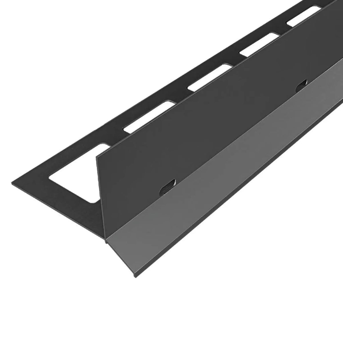 Profilé pour balcon en forme de Y, revêtement noir mat, avec fentes de drainage #FR0003433
#FR0003434
#FR0003435