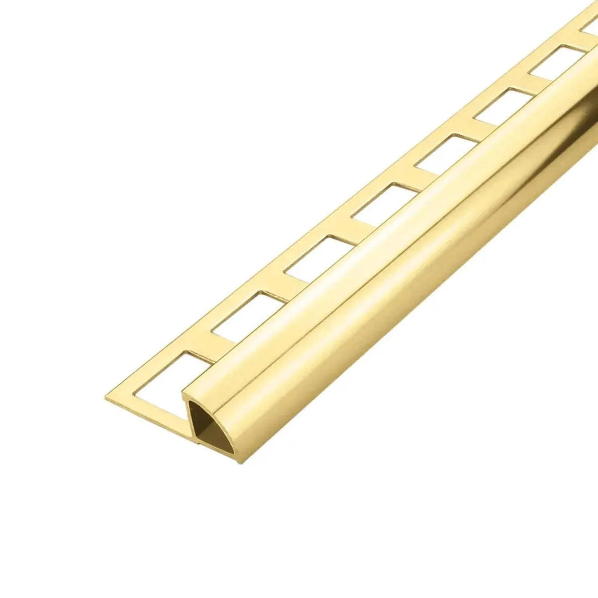 Profilé fermé en quart de cercle Aluminium anodisé or brillant avec découpe en carré #FR0001192