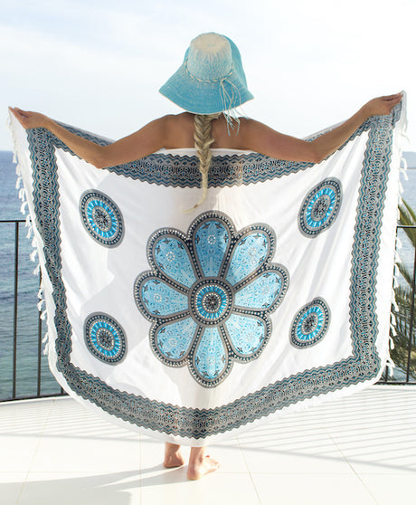 Sarong WHITE AQUA BLUE BLACK (2)