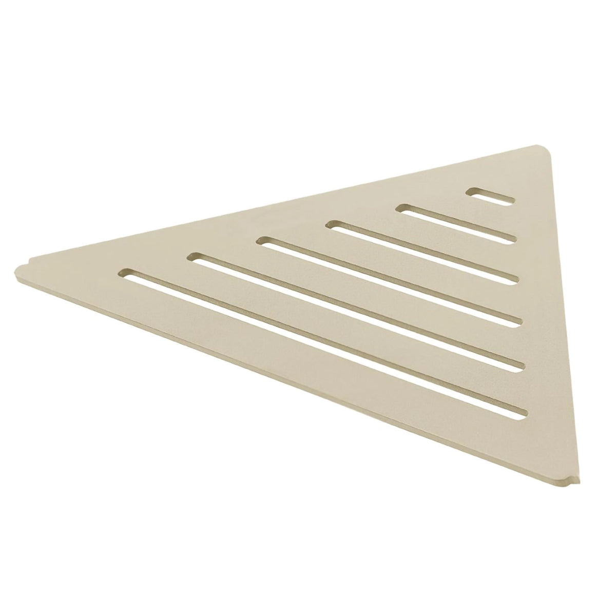 Detail image sand-coloured TI-SHELF triangular corner shelf aluminium with Line pattern #A0004328