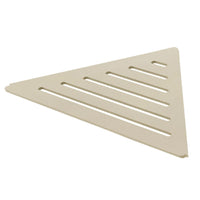 Detail image sand-coloured TI-SHELF triangular corner shelf aluminium with Line pattern #A0004328