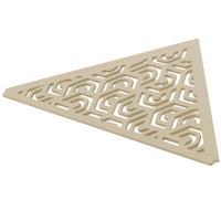 Detail image sand-coloured TI-SHELF triangular corner shelf aluminium with Penta pattern #A0004330