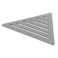 Detail image concrete grey TI-SHELF triangular corner shelf aluminium with Line pattern #A0004312